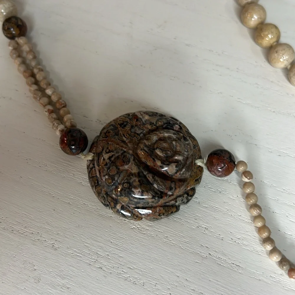 Tribal Polished Stone Tan beaded necklace